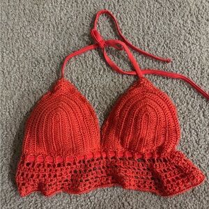 Xhilaration (Target) Orange Crochet Halter Bathing Suit Top